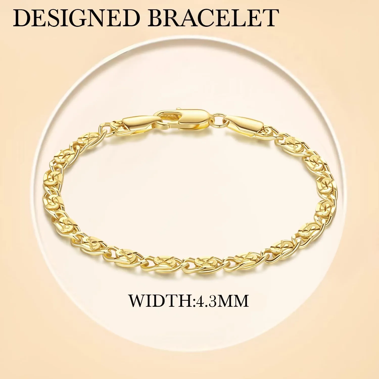 14K Gold Bracelets for Women Dainty Cuban Chain Gold Bracelet for Women 6.5/7/7.5/8/9in