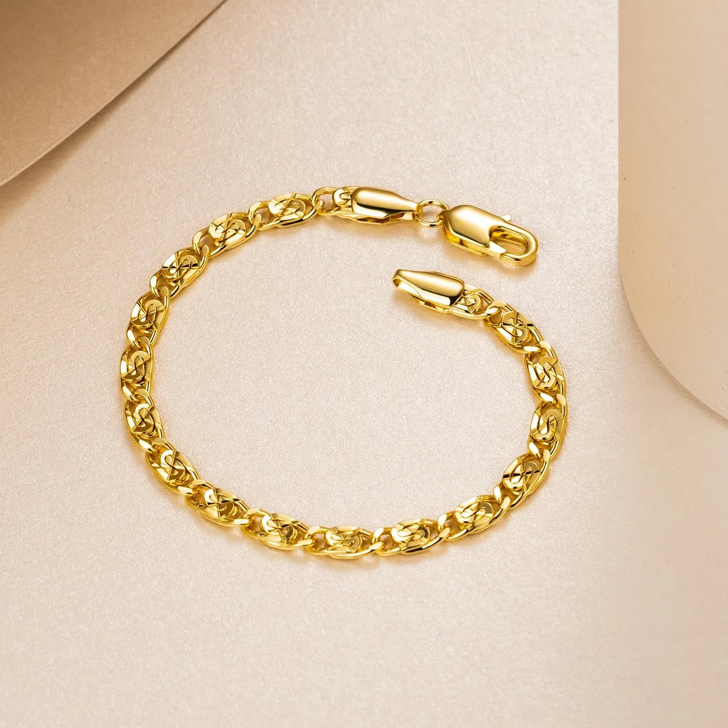 14K Gold Bracelets for Women Dainty Cuban Chain Gold Bracelet for Women 6.5/7/7.5/8/9in