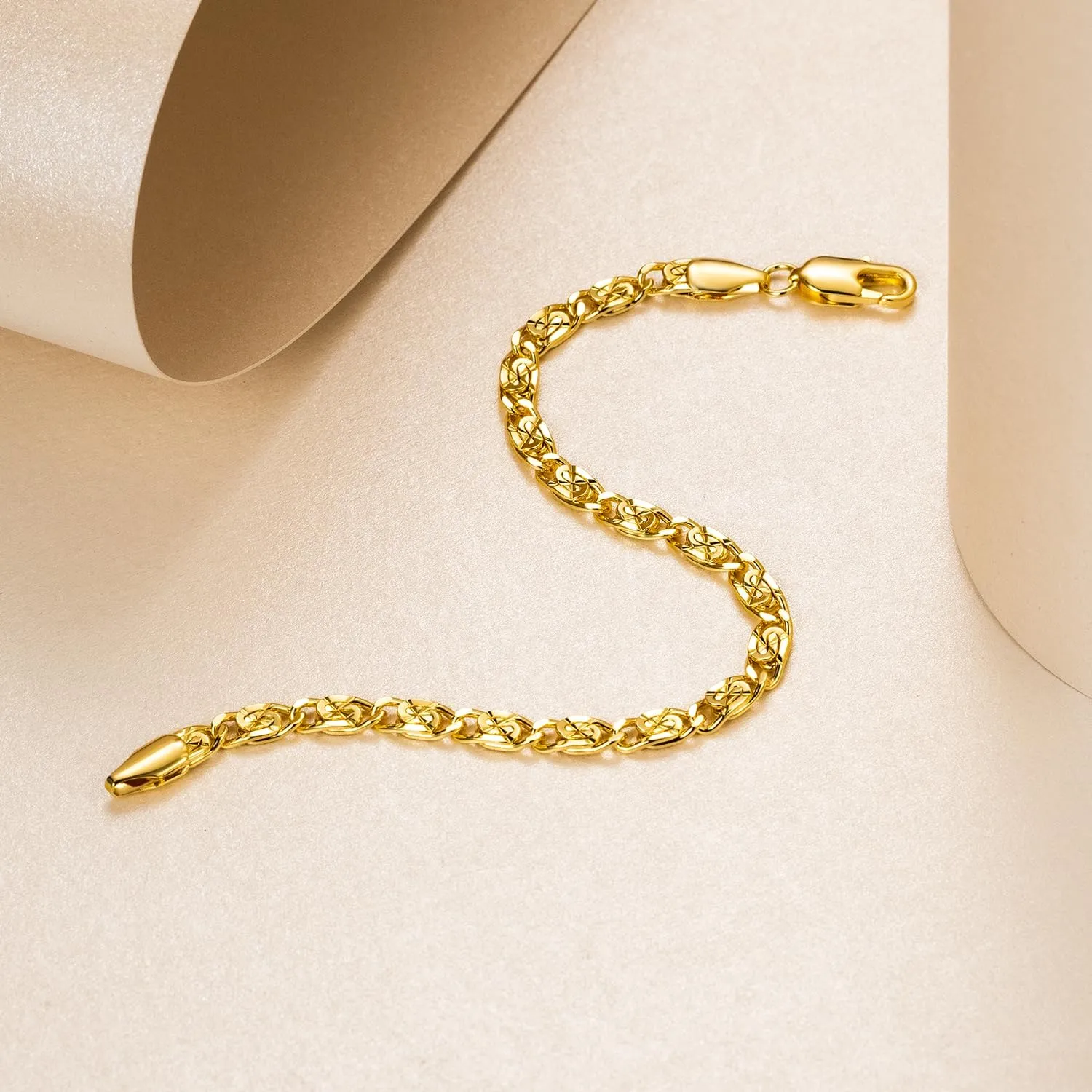 14K Gold Bracelets for Women Dainty Cuban Chain Gold Bracelet for Women 6.5/7/7.5/8/9in