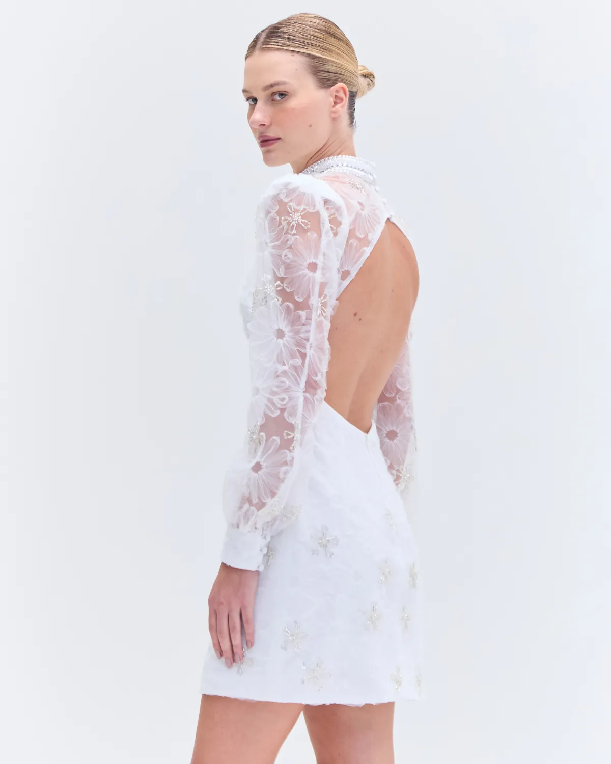 BEADED LACE MINI DRESS