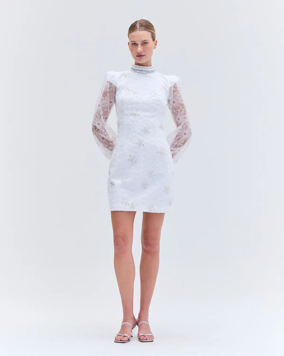 BEADED LACE MINI DRESS