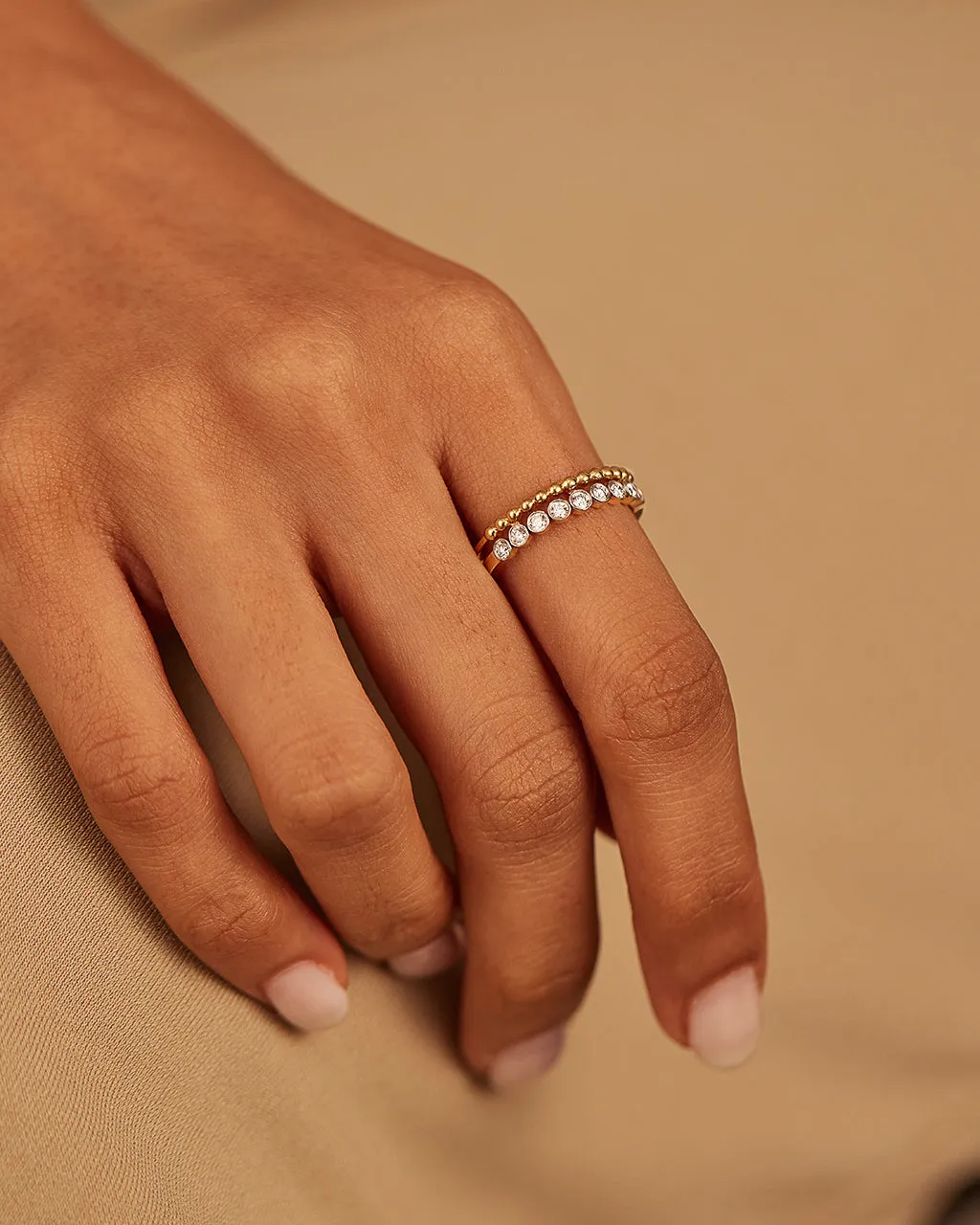 Bezel Set Beaded Diamond Band