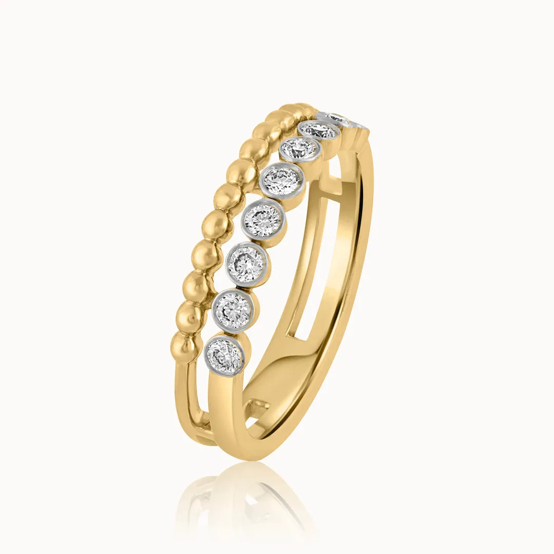 Bezel Set Beaded Diamond Band