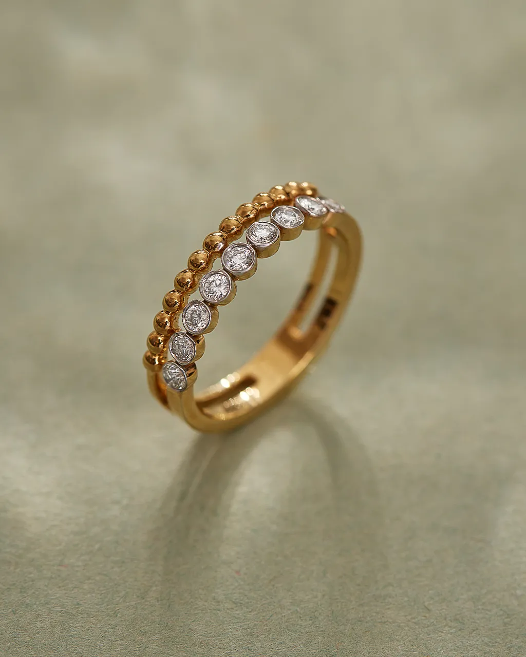 Bezel Set Beaded Diamond Band
