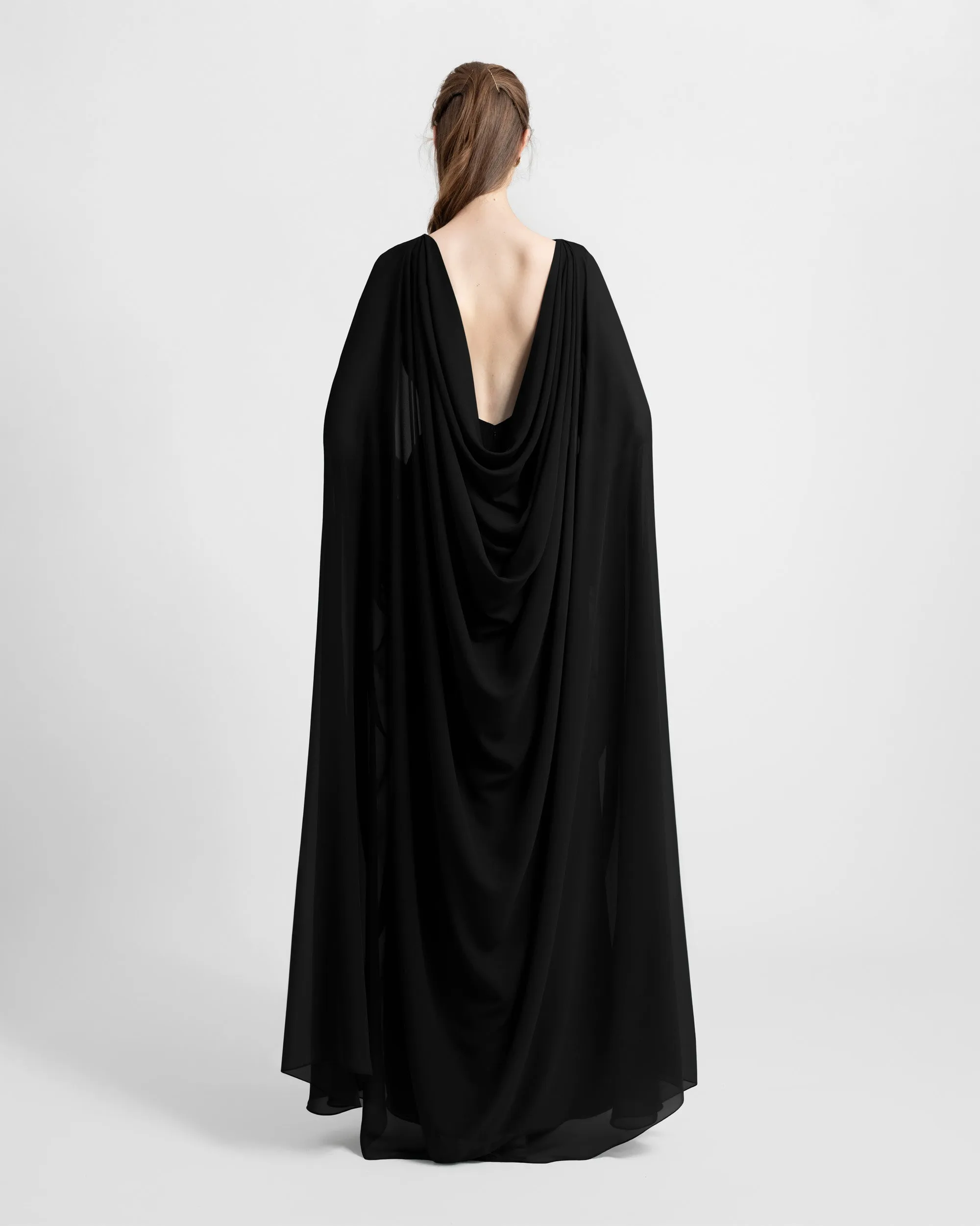 Black Beaded Round-Neckline Dress