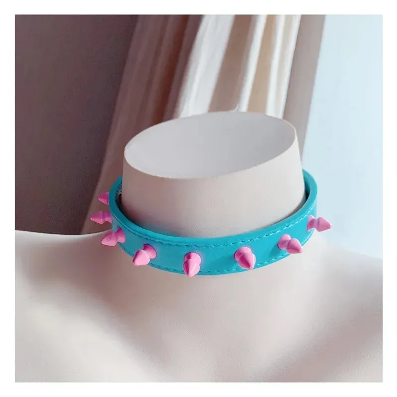 Candy Pink Spiked Choker