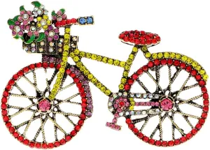 Crystal Rhinestone Creative Bicycles Brooch Pin for Women Girls Retro Elegant Handmade Blue Brooches Pins Classic Wedding Fashion Lapel Pins Cute Jewelry Accessories Gift