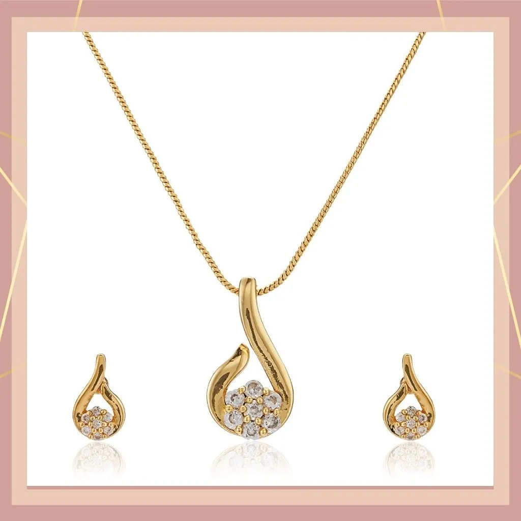 Estele 24 Kt Gold Plated Jasmine Flower Diamante Necklace Set for Women
