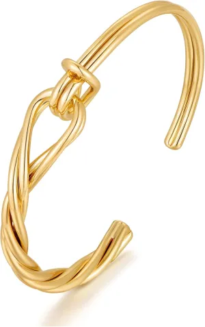 Gold Love Knot Cuff Bangle Bracelets For Women Trendy Open Twisted Cuff Bangles Adjustable Gold Cuffs Bracelet Minimalist Jewelry For Women