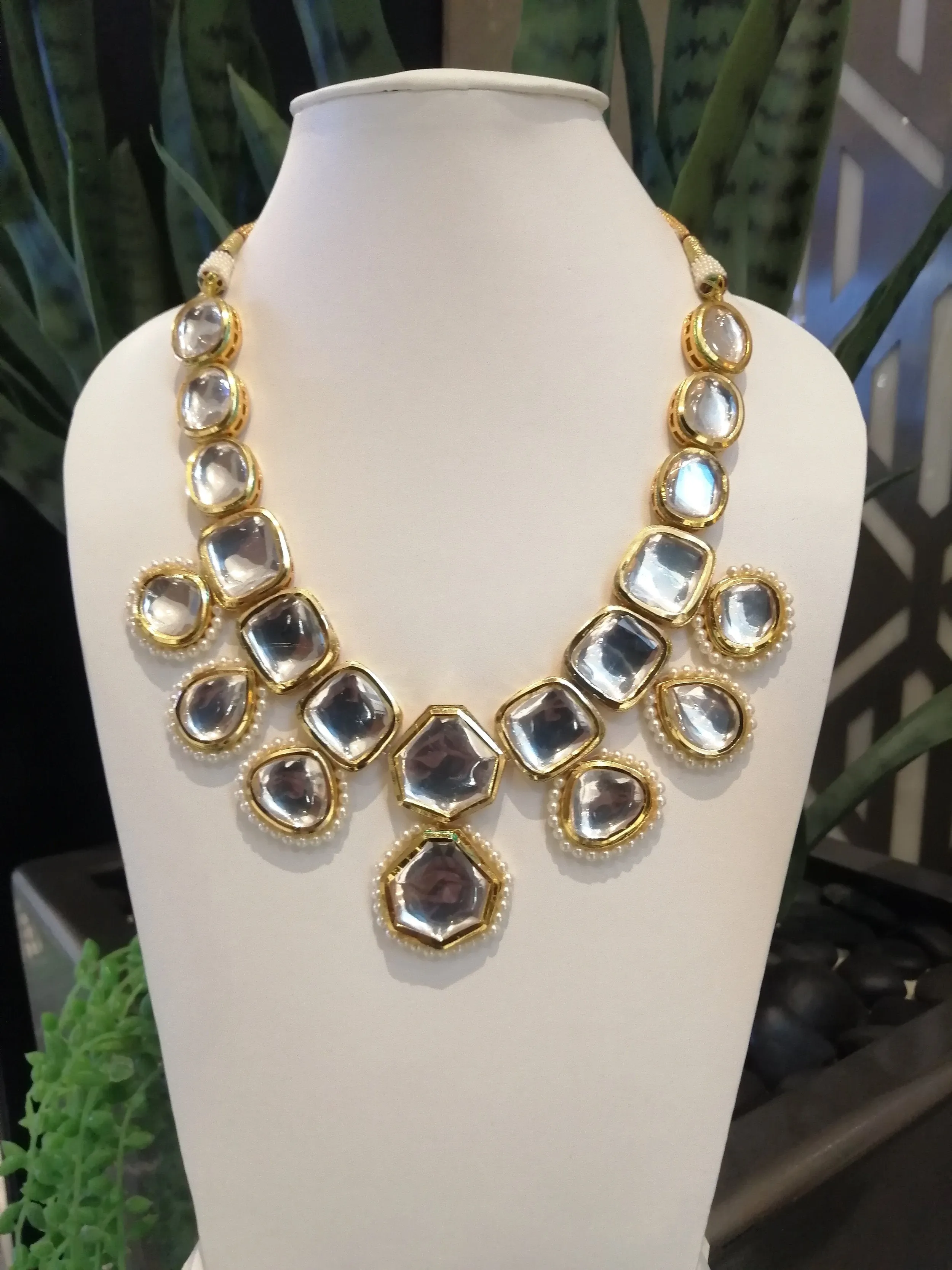 Indira Statement Kundan Necklace & Earrings Set