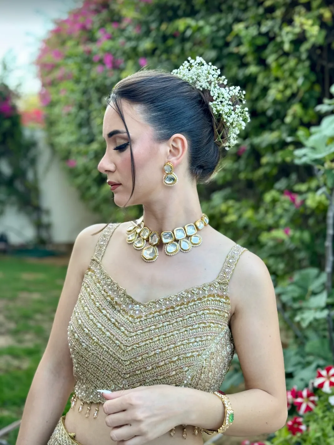 Indira Statement Kundan Necklace & Earrings Set