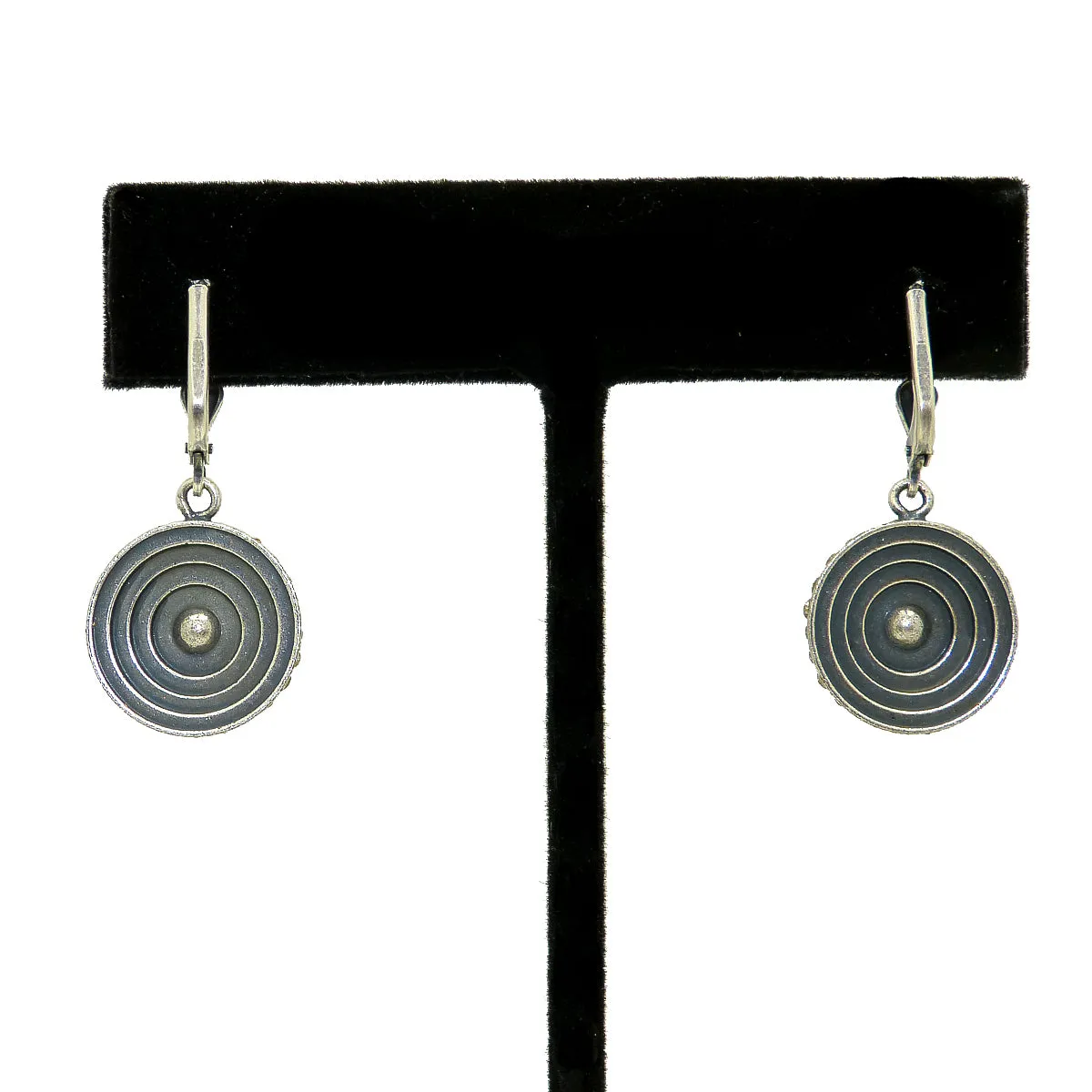 La Vie Parisienne Silver Round Pave Earrings 4148S Blue Pacific Opal Citrine Popesco
