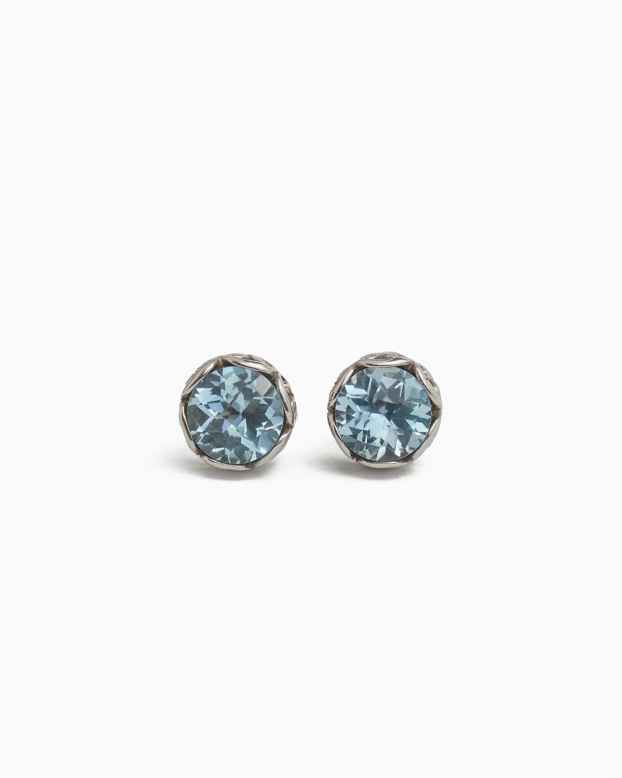 Large Princess Petroglyph Stone Studs - Blue Topaz