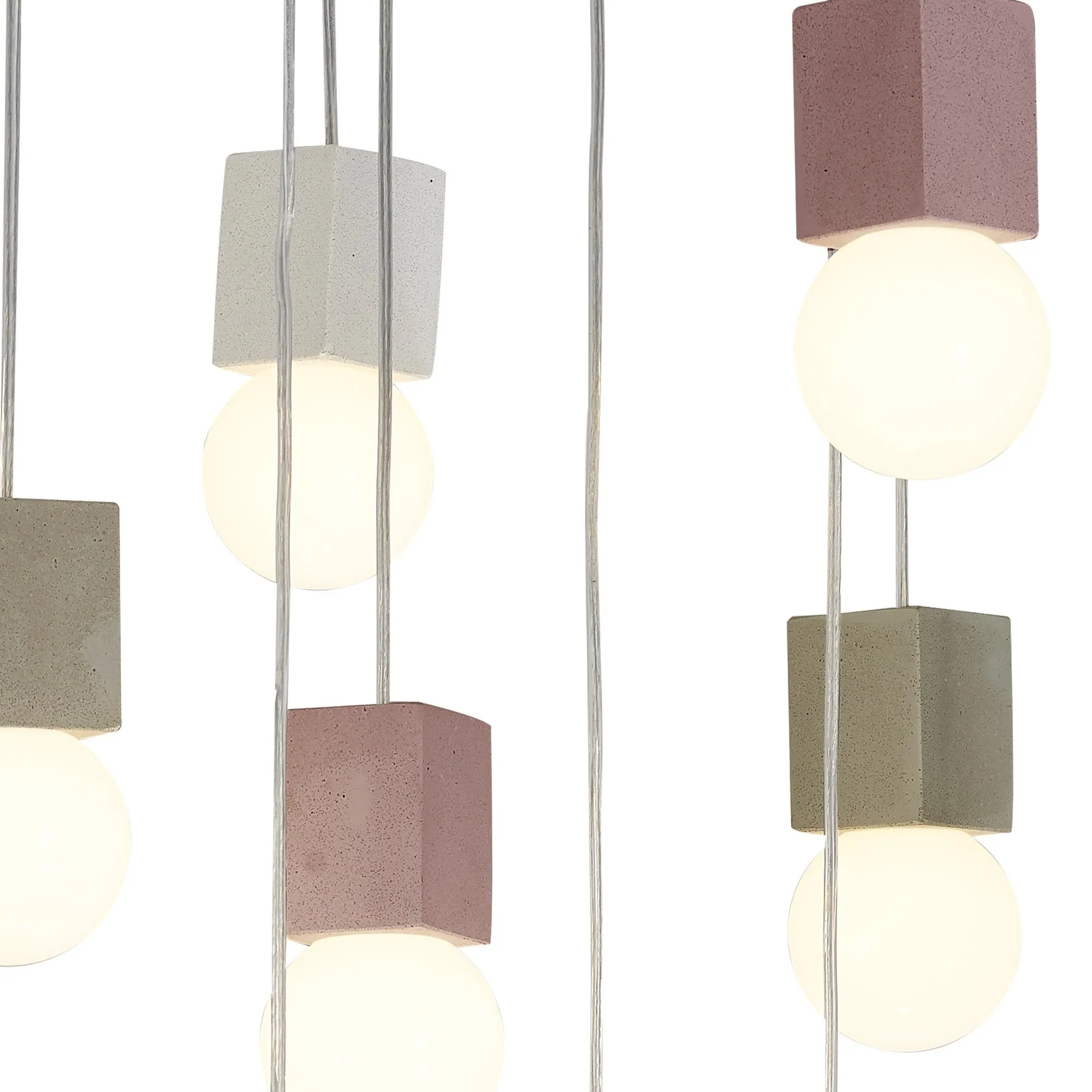 Mantra M7702 Galaxia Pendant Square 9 Light White / Grey / Red Cement