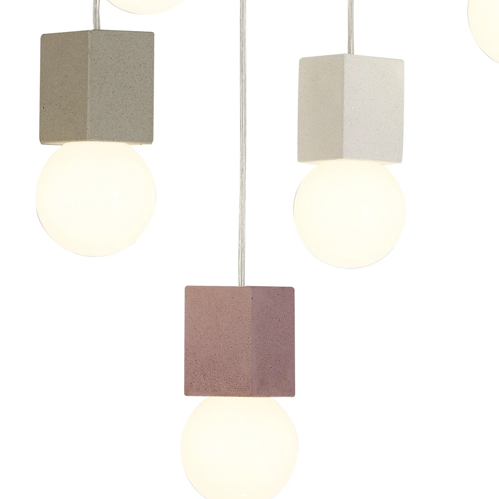 Mantra M7702 Galaxia Pendant Square 9 Light White / Grey / Red Cement