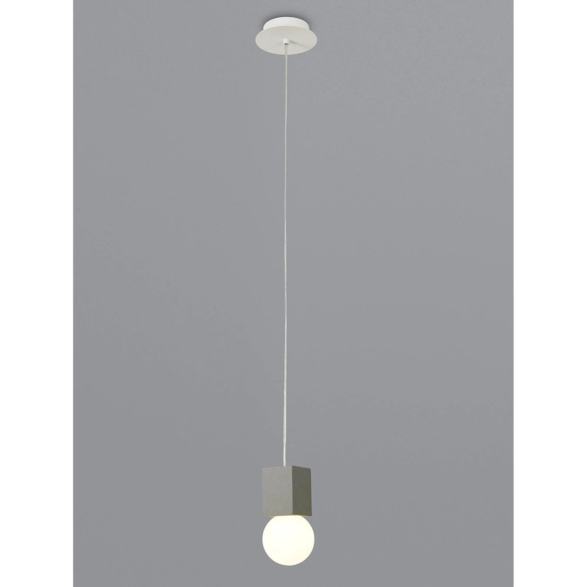 Mantra M7705 Galaxia Pendant Square 1 Light White / Grey Cement