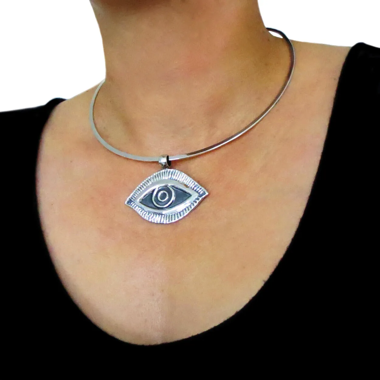 Maria Belen Taxco Evil Eye 925 Sterling Silver Pendant