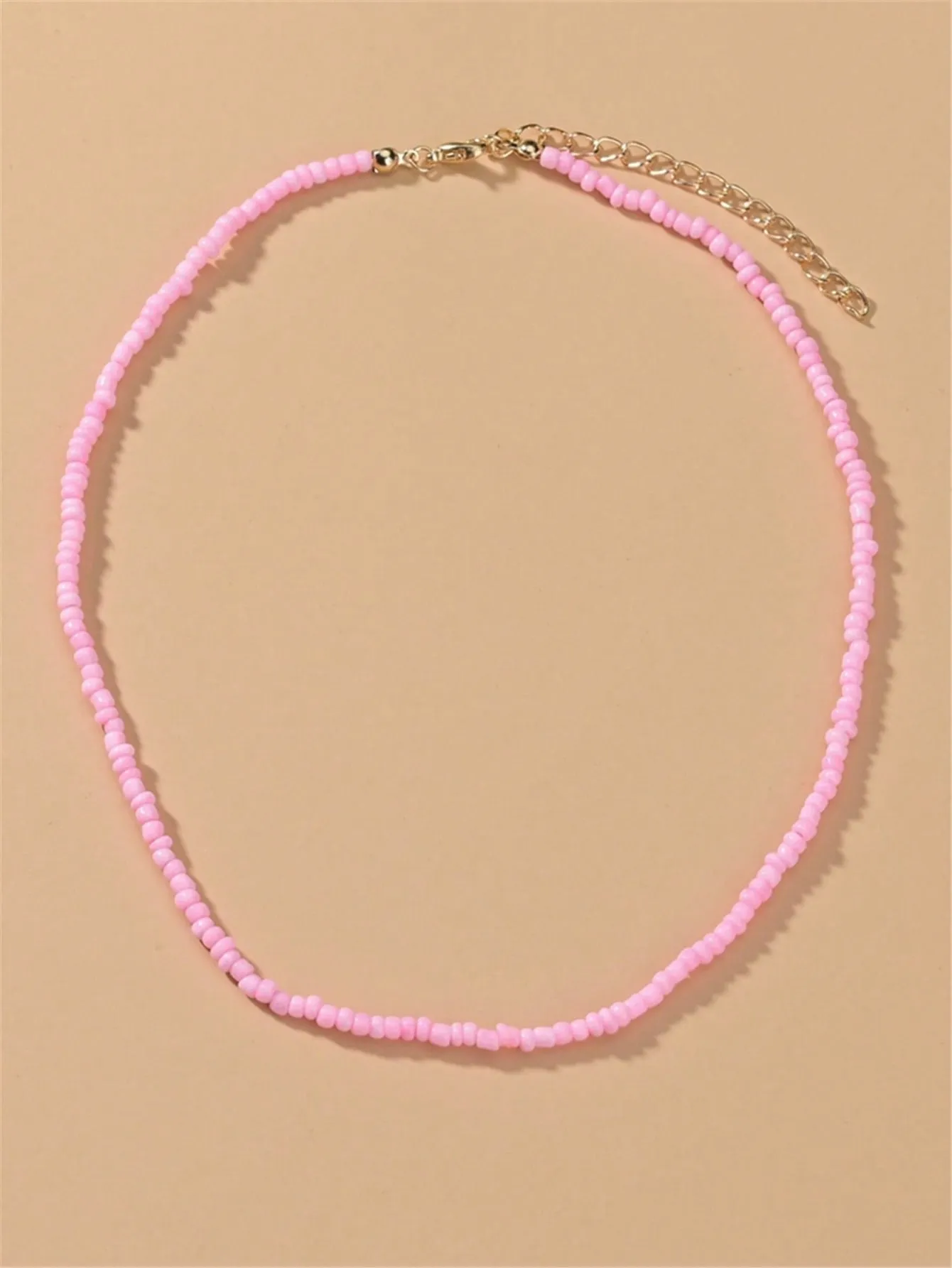 Minimalistic Pink Beaded Necklace for Women Girls Accessories Jewelry Gifts Gift
