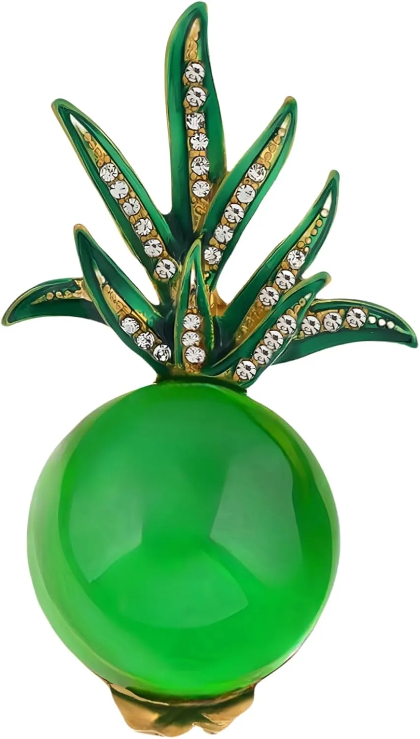 MLEPUS Rhinestone Green Pineapple Brooch Pin for Women Girls Gold Plated Enamel Fruit Pineapple Leaf Retro Brooch Pin Elegant Clothing Accessories Wedding Birthday Holiday Party Jewelry