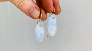 Moonstone And Sterling Earrings. Lovely Flash. 1246