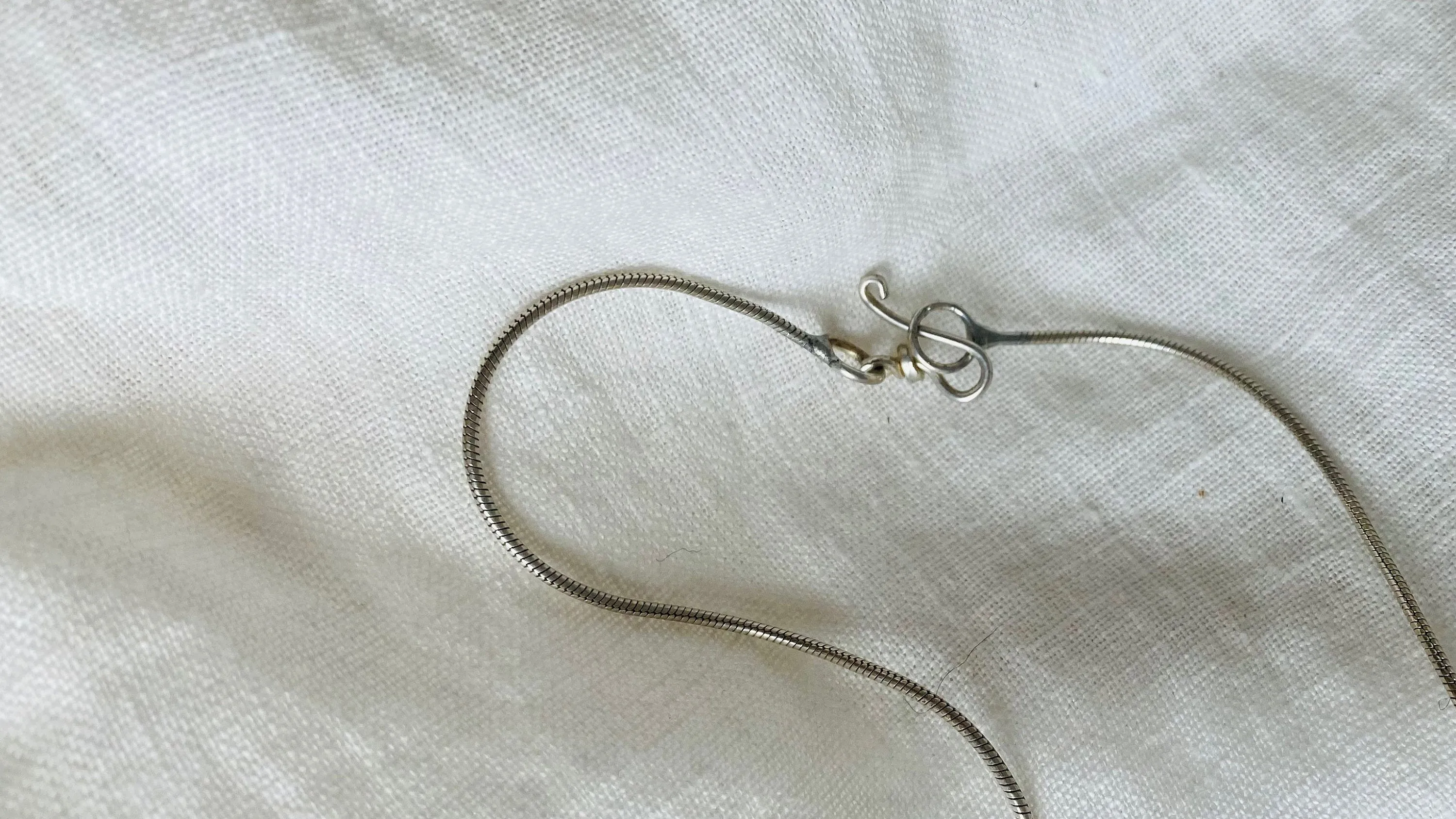 Moonstone Pendant Necklace. Sterling Silver Snake Chain