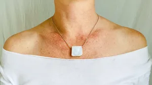 Moonstone Pendant Necklace. Sterling Silver Snake Chain