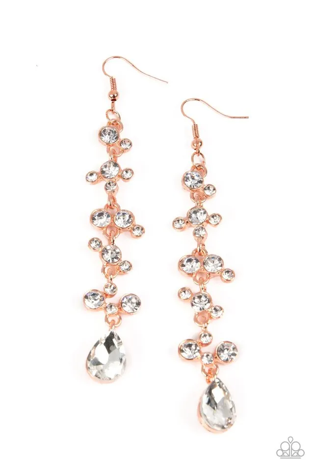 Paparazzi Earring ~ Wedding Day Dazzle - Copper