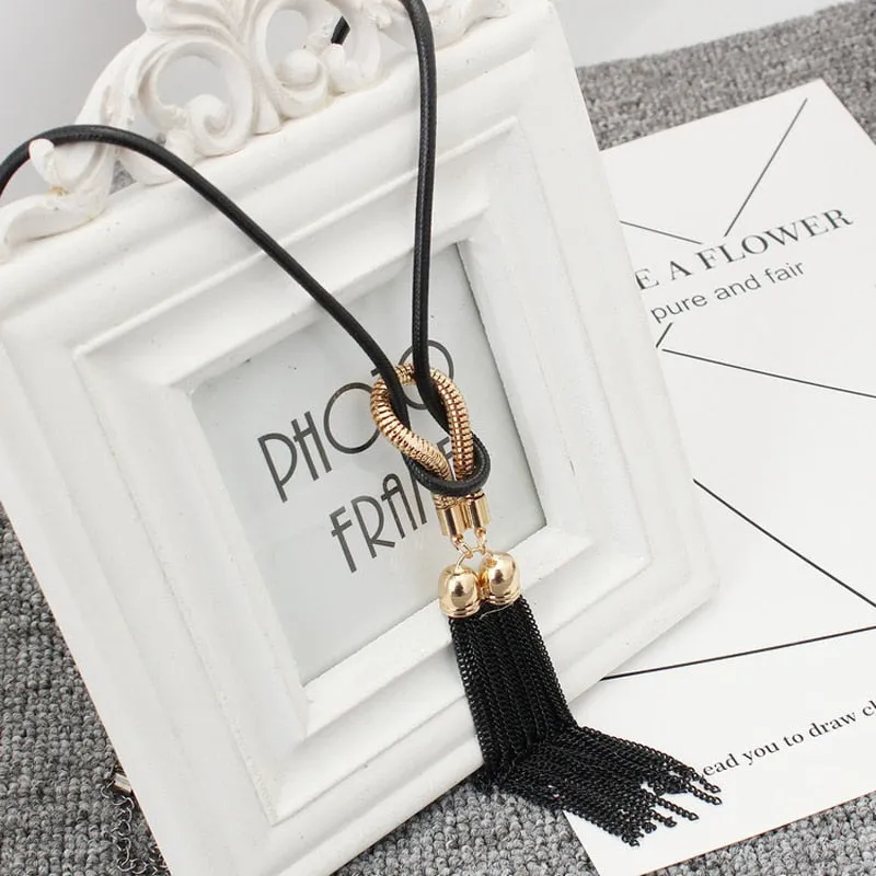 Pendant Necklace Tassel Long Winter Sweater Chain Necklace