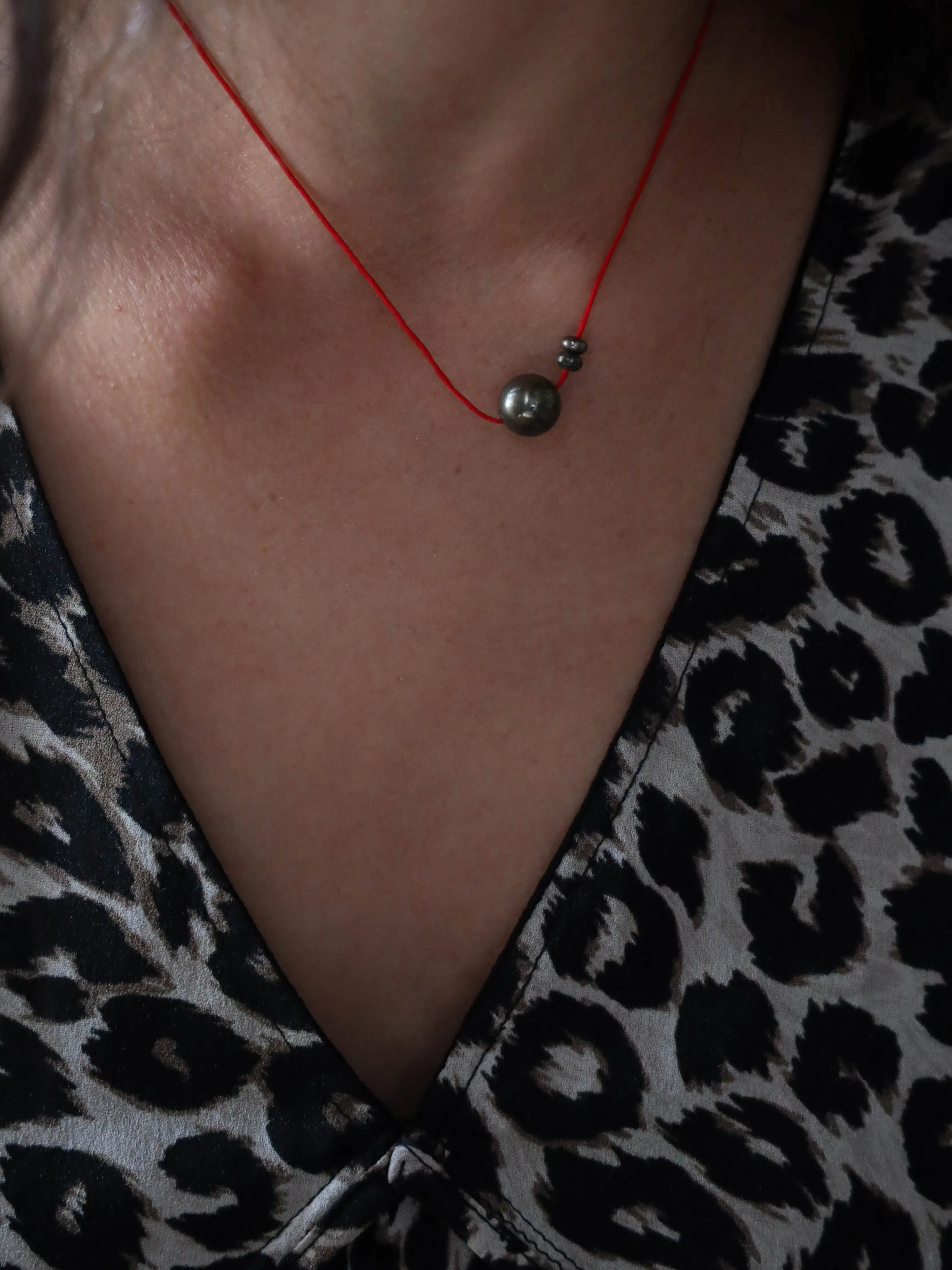Red Pyrite Ball Necklace