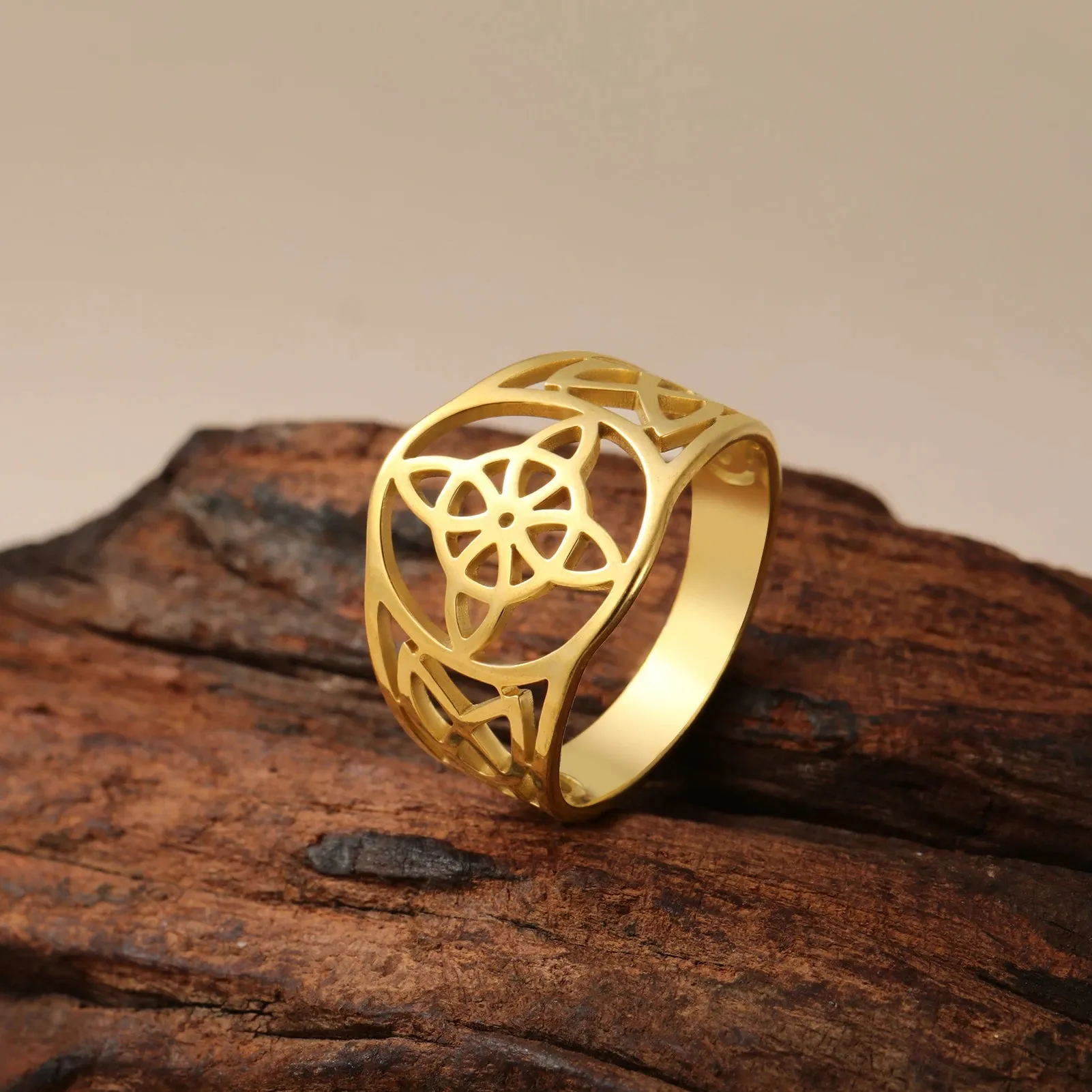 Skyrim Stainless Steel Witch Knot Ring Women Men Finger Rings Witchcraft Wicca Triquetra Celtics Knot Amulet Protection Jewelry
