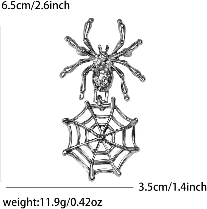 Spider Web Black Dangle Brooch Pin for Women Men Girls Fashion Gothic Retro Animal Brooches Lapel Pins for Dresses Suit Clothes Accessories Personalized Jewelry for Halloween