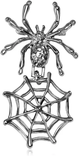 Spider Web Black Dangle Brooch Pin for Women Men Girls Fashion Gothic Retro Animal Brooches Lapel Pins for Dresses Suit Clothes Accessories Personalized Jewelry for Halloween