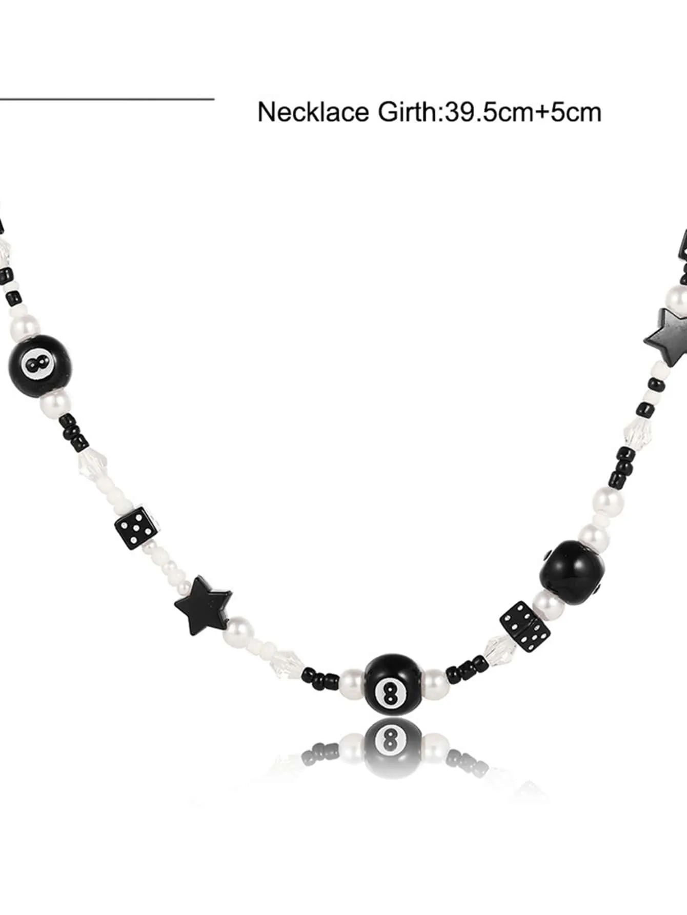 Star Dice Number Ball Beaded Necklace for Women Girls Accessories Jewelry Gifts