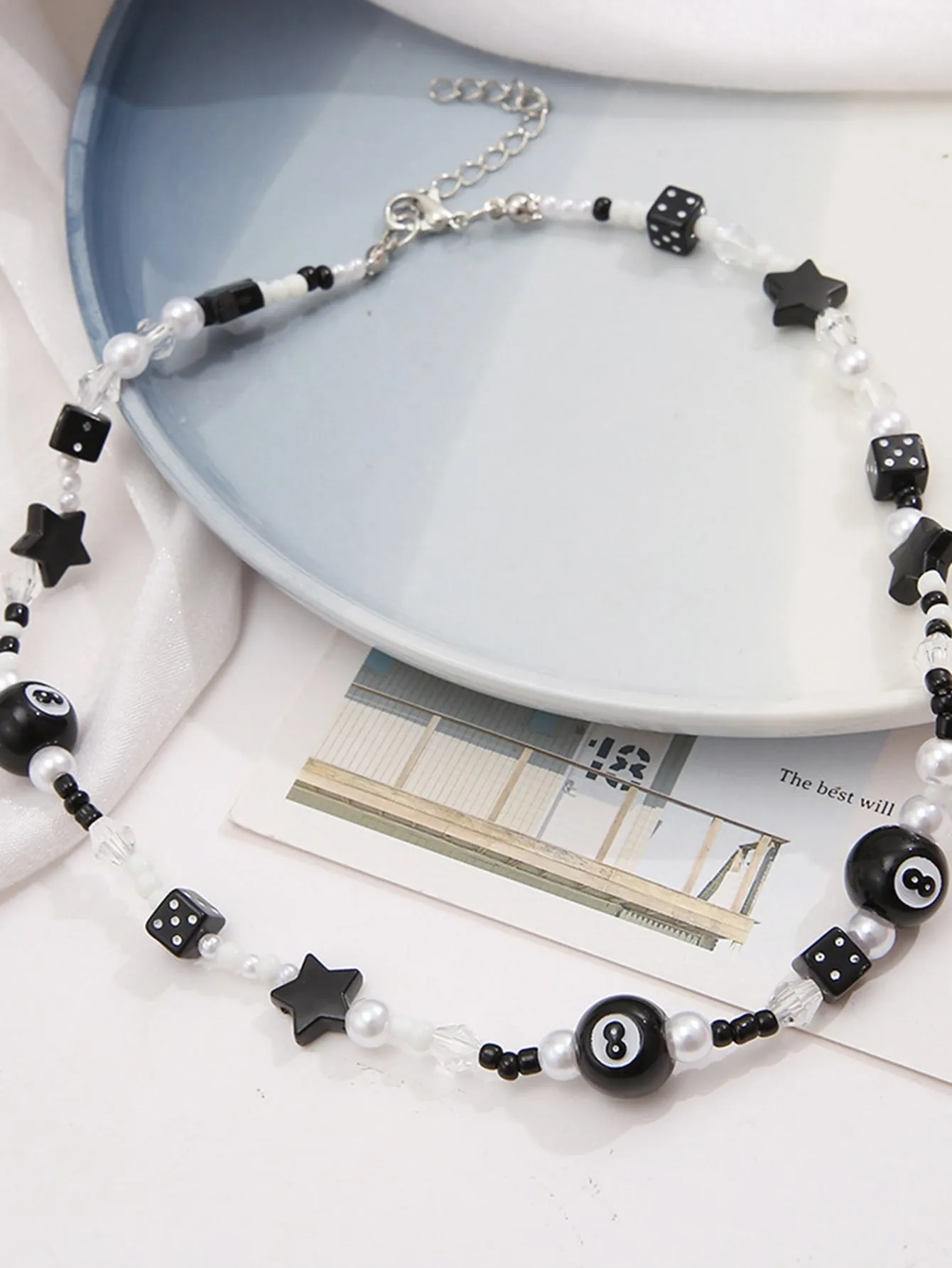 Star Dice Number Ball Beaded Necklace for Women Girls Accessories Jewelry Gifts