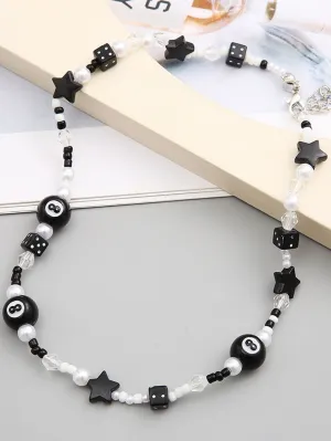 Star Dice Number Ball Beaded Necklace for Women Girls Accessories Jewelry Gifts