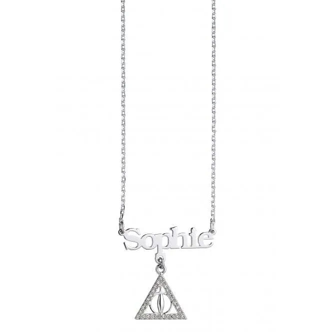 Sterling Silver Personalised Necklace with Deathly Hallows Charm 