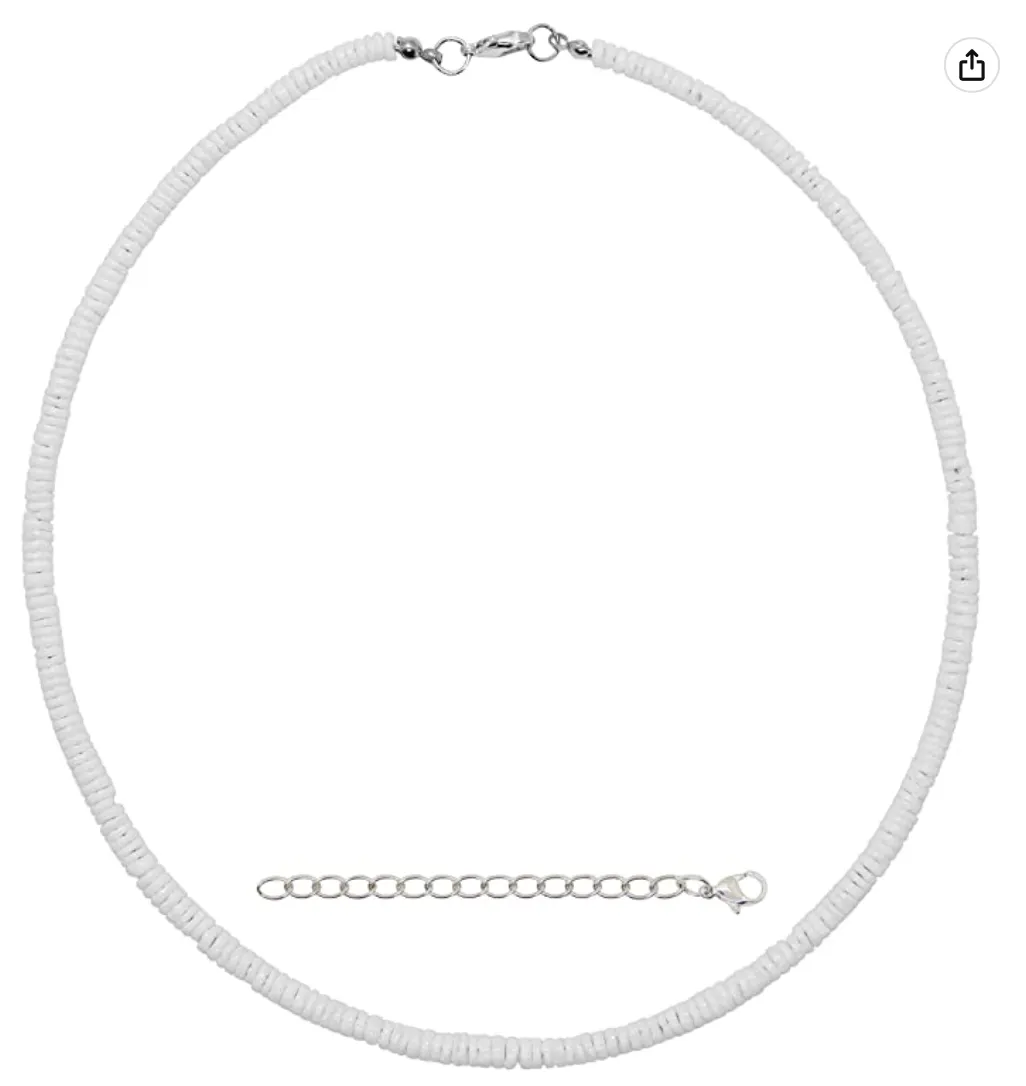 Thin White Puka Shells Natural Beaded Rope Cord Hawaiian Necklace Lucky Charm Chain Surfer Jewelry Birthday Gift 14 - 20in.