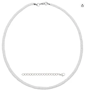 Thin White Puka Shells Natural Beaded Rope Cord Hawaiian Necklace Lucky Charm Chain Surfer Jewelry Birthday Gift 14 - 20in.