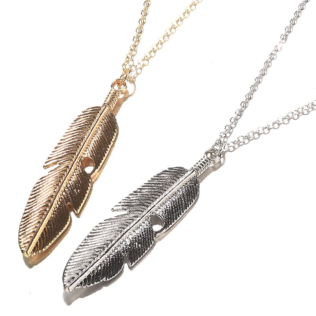 Unisex Feather Pendant Necklace