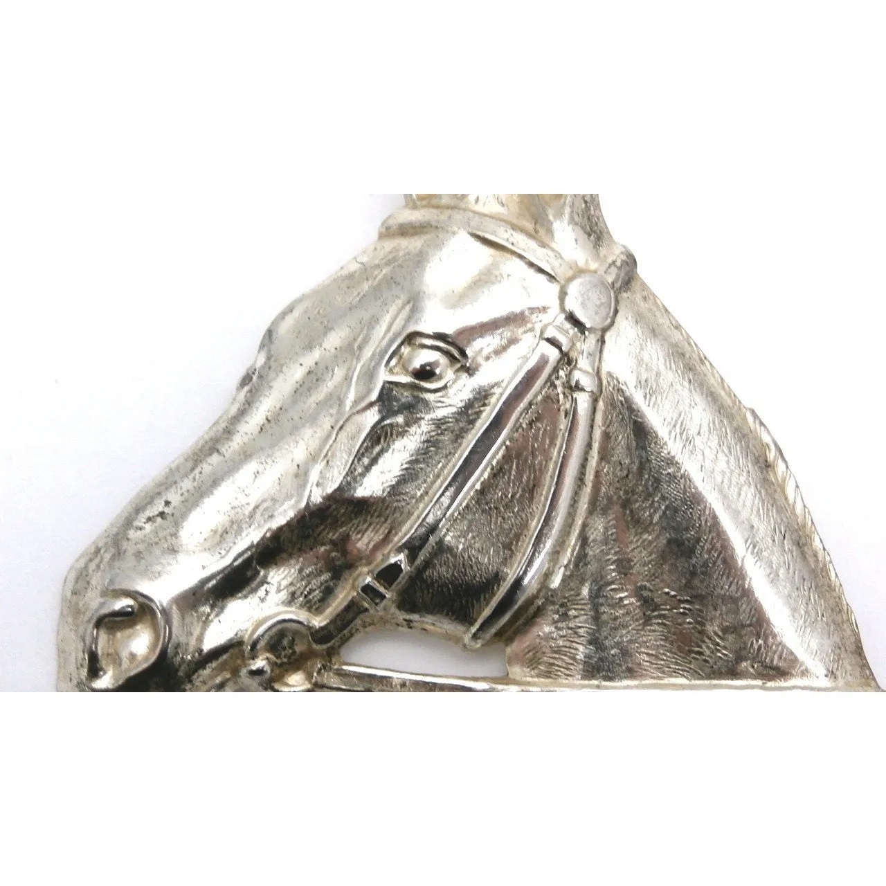 Vintage Silver Plated Horse Head Brooch Large 1920s-1930s